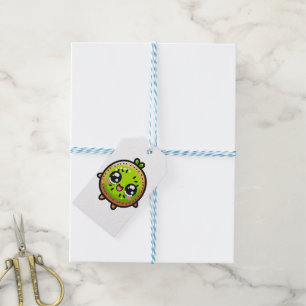 Fröhliche Kawaii Kiwi - Niedliches lächelndes Obst Geschenkanhänger