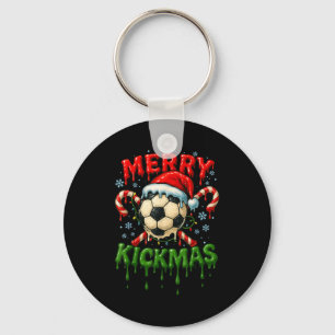 Fröhliche Kickmas Fußball Weihnachten Zuckerrohr E Schlüsselanhänger