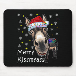 Fröhliche Kissmy mit Weihnachtsmannmütze Lichter M Mousepad