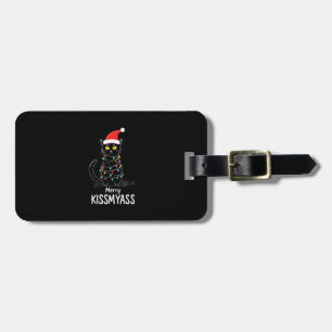 Fröhliche Kissmyass Lustige Katze Weihnachtslichte Gepäckanhänger