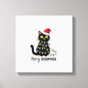 Fröhliche Kissmyass Lustige Katze Weihnachtslichte Leinwanddruck