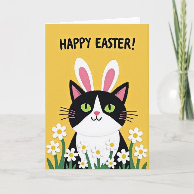 Fröhliche Kitty Frühling Karte (Vorderseite)
