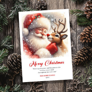 Fröhliche klassische Santa-Rudolph-Illustration Gr Feiertagskarte