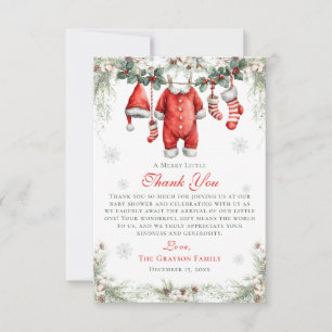 Fröhliche kleine Babyparty-Santa-Wäscheleine Dankeskarte