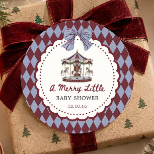Fröhliche kleine Karussell-Weihnachts-Baby-Party Runder Aufkleber