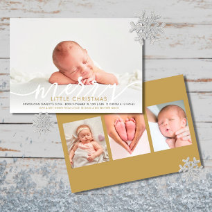 Fröhliche kleine Weihnachten neue Baby-4-Foto-Gebu Ankündigung