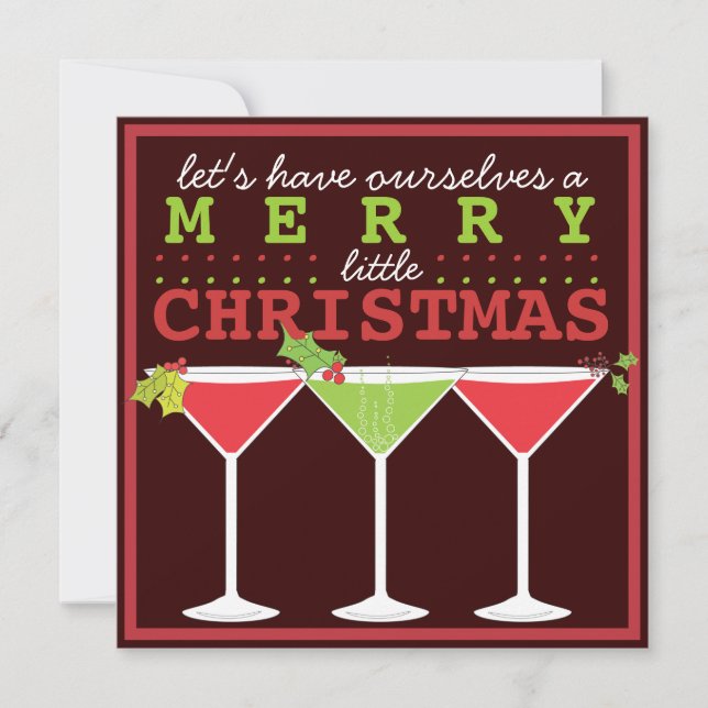 Fröhliche kleine Weihnachtscocktail-Party Einladung (Vorderseite)