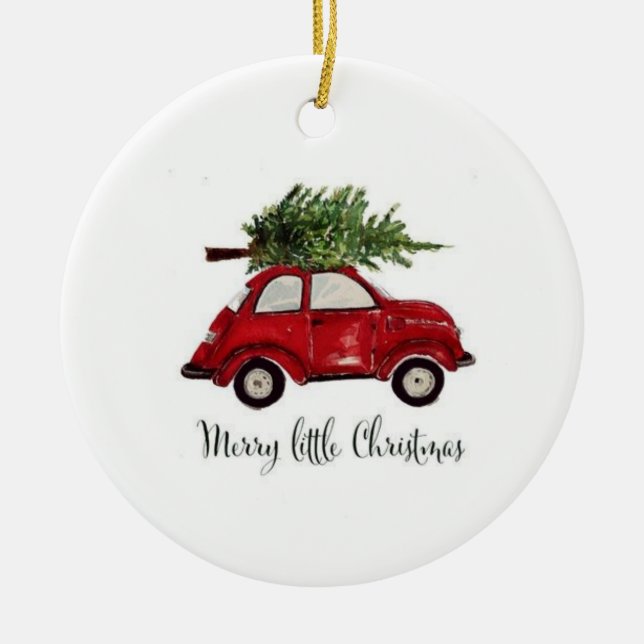 Fröhliche kleine Weihnachtsverzierung Keramik Ornament (Vorne)