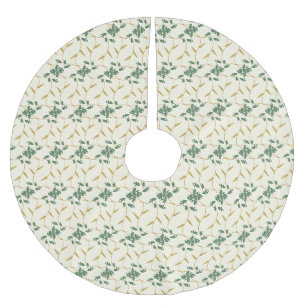 Fröhliche königliche Blumen Elfenbein Polyester Weihnachtsbaumdecke