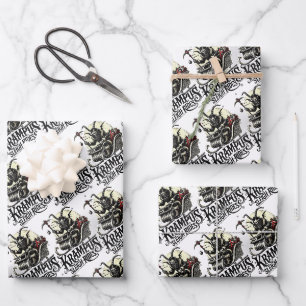 Fröhliche Krampus-Weihnachten Krampus-Schlittenfah Geschenkpapier Set
