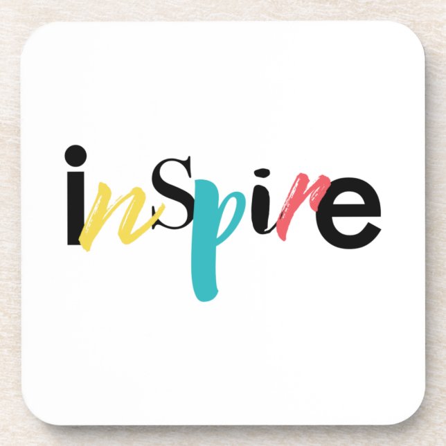 Fröhliche, kreative, moderne Typografie des Inspir Getränkeuntersetzer (Vorderseite)