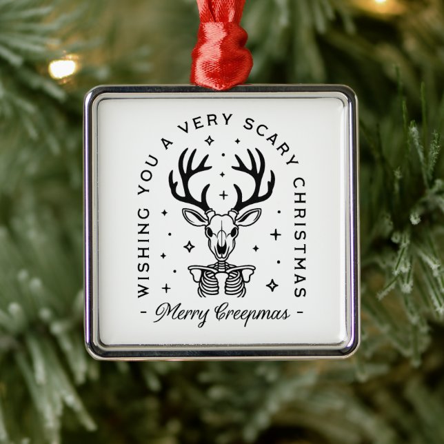 Fröhliche Kreepmas beängstigende Waldtierästhetik Ornament Aus Metall (Baum)