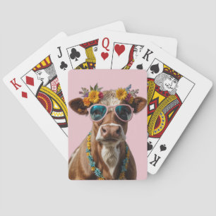 Fröhliche Kuh mit Sonnenbrille Spielkarten