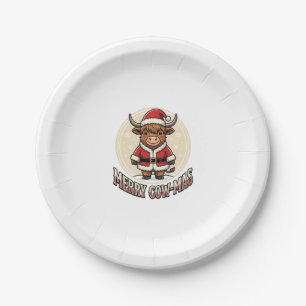 Fröhliche Kuhmas Highland-Kuh Weihnachts-Shirt Des Pappteller