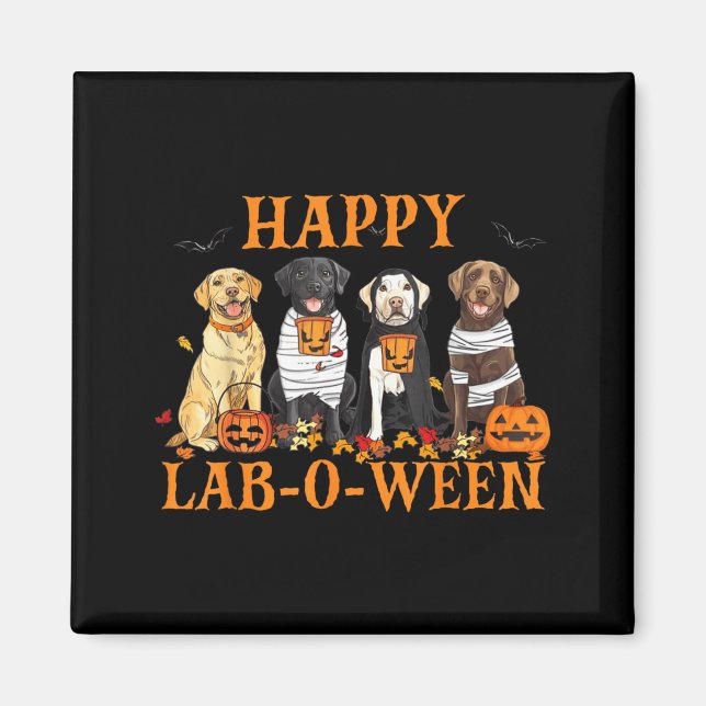 Fröhliche Lab-O-Ween Labrador Halloween-Saison Hun Magnet (Vorne)
