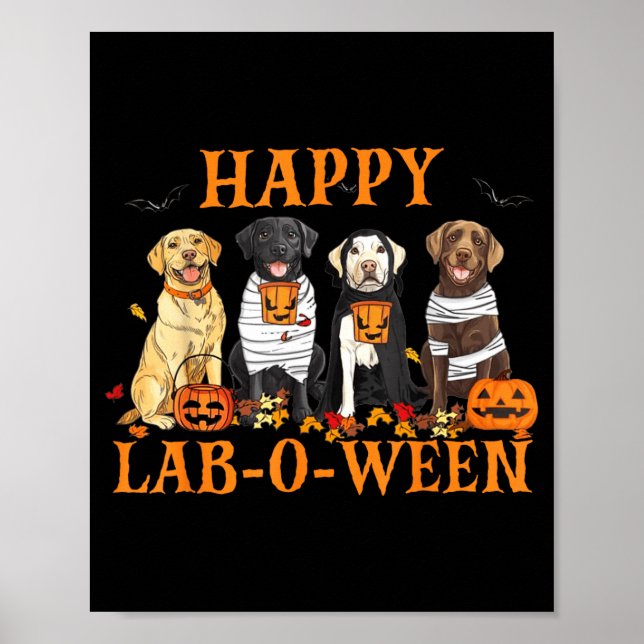 Fröhliche Lab-O-Ween Labrador Halloween-Saison Hun Poster (Vorne)
