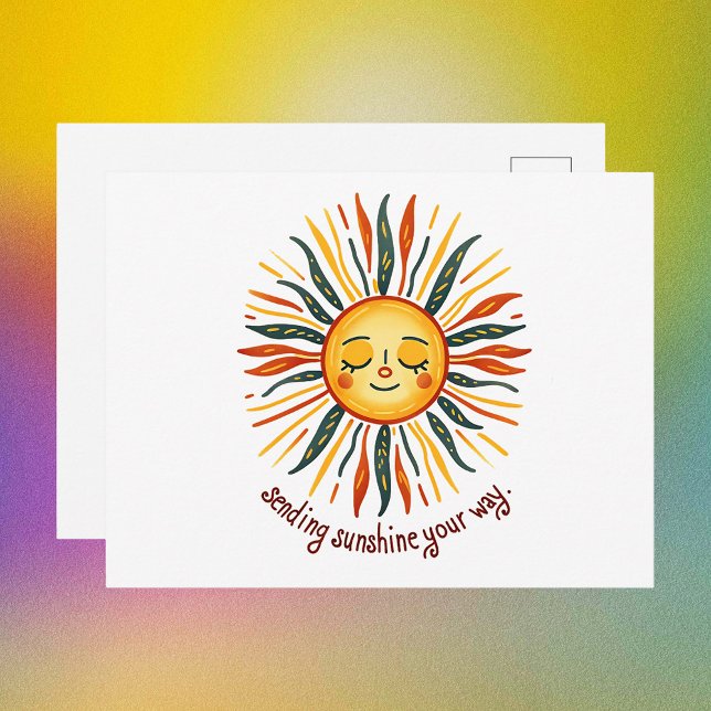 Fröhliche Lächelsonne Postkarte (Cheerful Smiling Sun Uplifting Postcard
)