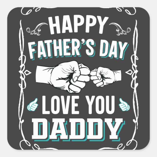 Fröhliche Liebe zum Vater, du Papa Quadratischer Aufkleber (Vorderseite)