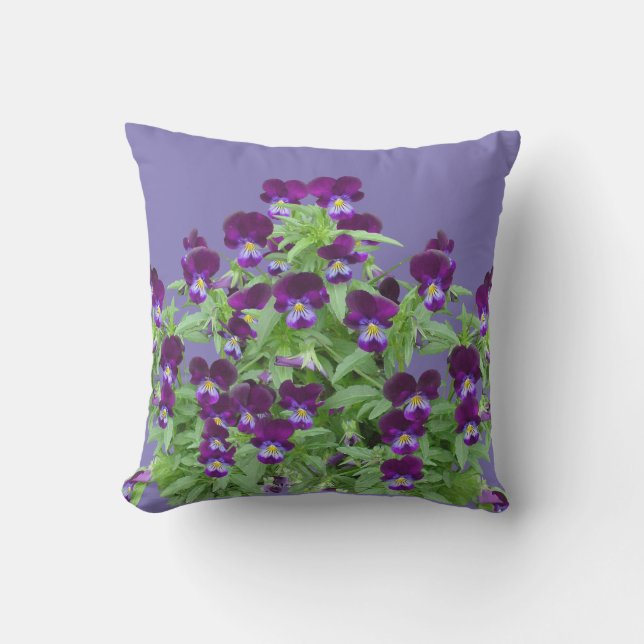Fröhliche Lila Viola Blume Patio Außenbereich Kissen (Vorderseite)