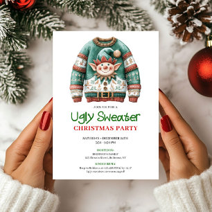 Fröhliche Lustige Hässliche Sweater Weihnachtskart Einladung