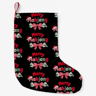 Fröhliche Mahjong-Weihnachten Santa-Hut Karierter Kleiner Weihnachtsstrumpf