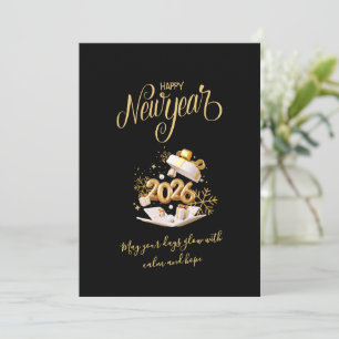 Fröhliche Minimalist-Weihnachtskarten Schwarz Gold Feiertagskarte