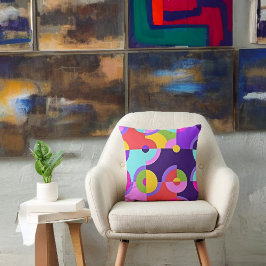 Fröhliche moderne Kreise in Rosa Blau und Grün Kissen