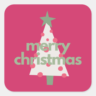 Fröhliche moderne minimalistische rosa Weihnachtsa Quadratischer Aufkleber