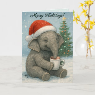 Fröhliche Momente mit einer kakaoliebenden Elefant Karte