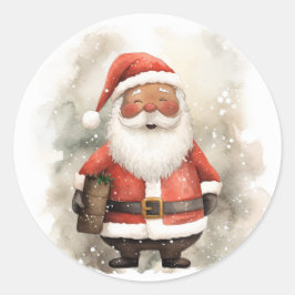 Fröhliche Momente mit schwarzem Weihnachtsmann Runder Aufkleber