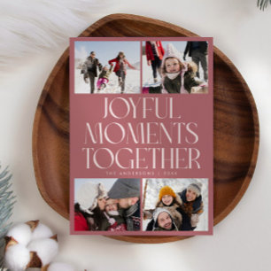 Fröhliche Momente Zusammen Pink Multi Foto Feiertagskarte