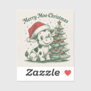 Fröhliche Moo Weihnachten Aufkleber