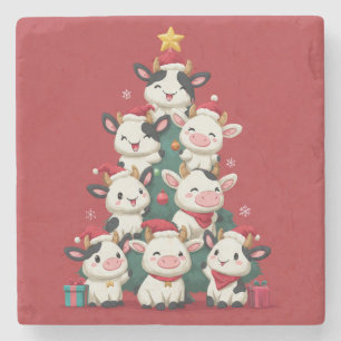Fröhliche Moo-Weihnachten Steinuntersetzer