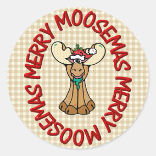 Fröhliche Moosemas Runder Aufkleber