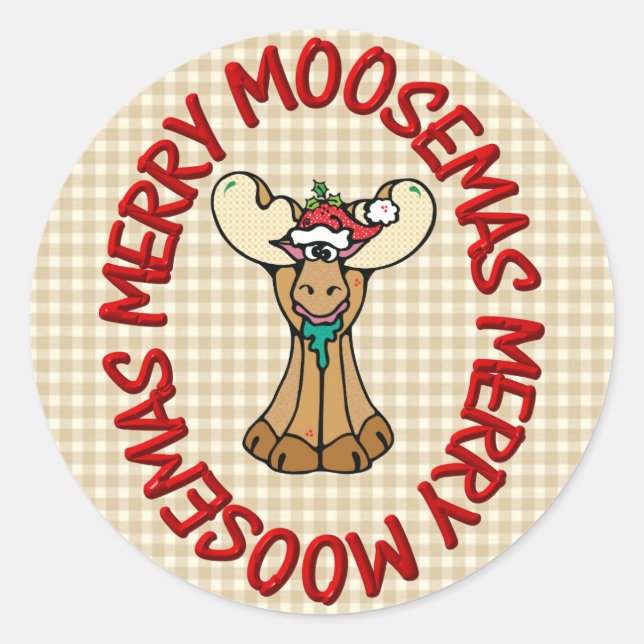 Fröhliche Moosemas Runder Aufkleber (Vorderseite)