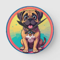 Fröhliche Mops-Bunte Cartoon-Illustration