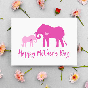 Fröhliche Muttertag rosa Elefanten Karte