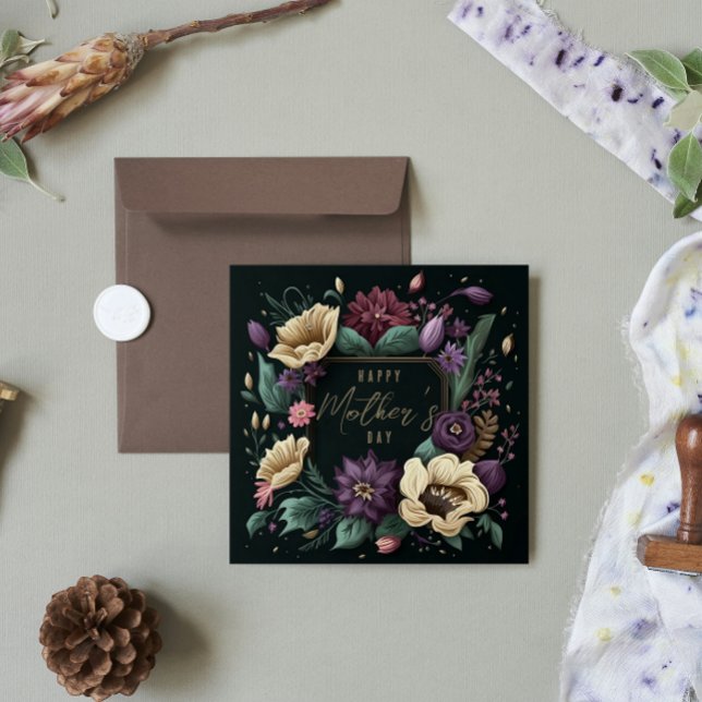 Fröhliche Muttertagsfloraldunkle, benutzerdefinier Feiertagskarte (Von Creator hochgeladen)