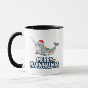 Fröhliche Narwhal-Weihnachten mit Weihnachtsmannhu Tasse