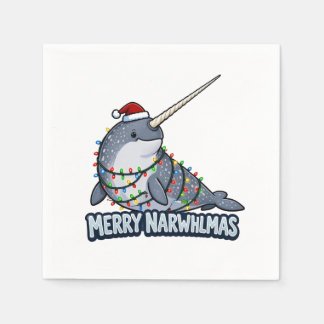 Fröhliche Narwhalmas Narwal Weihnachtslichter Lust Serviette