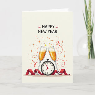 Fröhliche Neujahrs-Schleifenkarte Karte