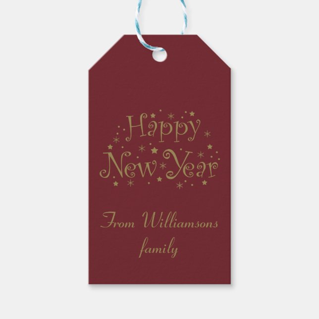 fröhliche Neujahrsfeier Personalisiert Geschenkanhänger (Vorderseite)