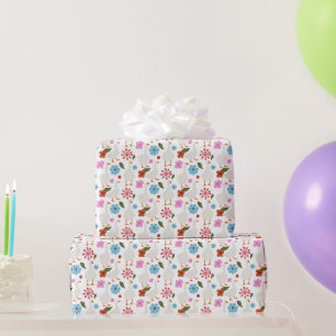 Fröhliche Niedliche Gänse mit handgezogenen Blume Geschenkpapier
