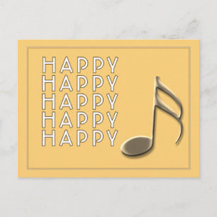 "Fröhliche Note" Goldene Musiknote Schwarze Postka Postkarte