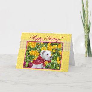 Fröhliche Nowruz-Boxer-Welpen-Grußkarte Feiertagskarte
