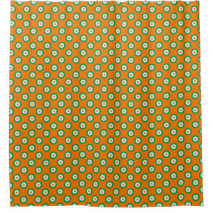 Fröhliche Orange/Grün/Weiß Punkte auf Orange Duschvorhang
