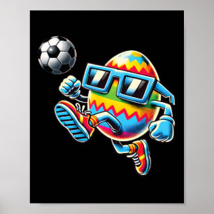 Fröhliche Ostereier Fußball spielende Liebhaber Ju Poster