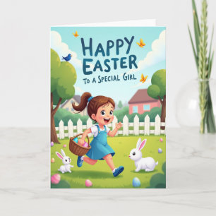 Fröhliche Ostergirlszene Karte
