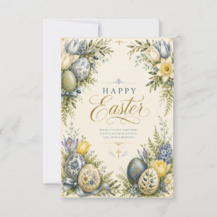 Fröhliche Ostergrüße, Elegante Blumen und Pastell Dankeskarte