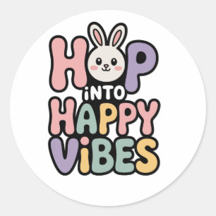 Fröhliche Osterhase-Sticker mit positiven Vibes Cu Runder Aufkleber